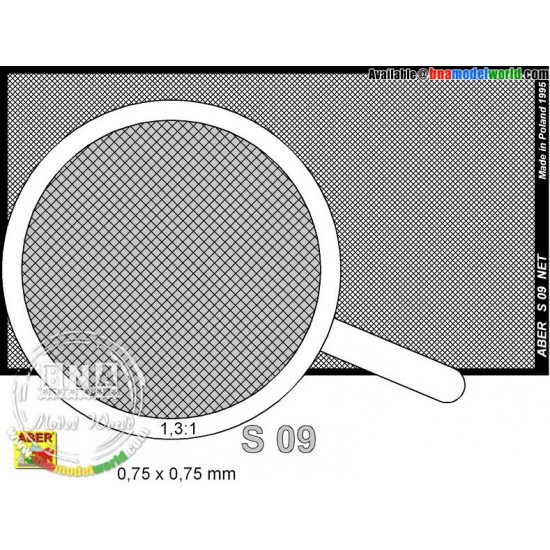 Photo-etched Net 0.75mm x 0.75mm (Net Dimension without frame: 75mm x 42mm)
