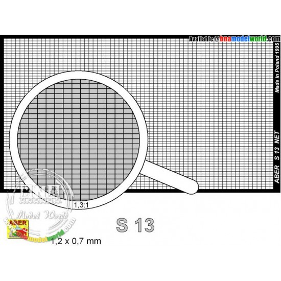 Photo-etched Net 1.2mm x 0.7mm (Net Dimension without frame: 75mm x 42mm)