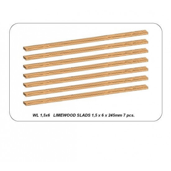 Limewood Slats (1.5 x 6 x 245mm, 7pcs)
