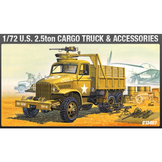 1/72 WWII US 2.5 Ton 6x6 Cargo Truck & Accessories (Ground Vehicle Set-2) Academy 13402