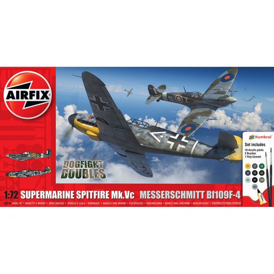 1/72 Supermarine Spitfire Mk.VC VS Bf109F-4 Dogfight (double kits, acrylic paint, poly cement, brushes)