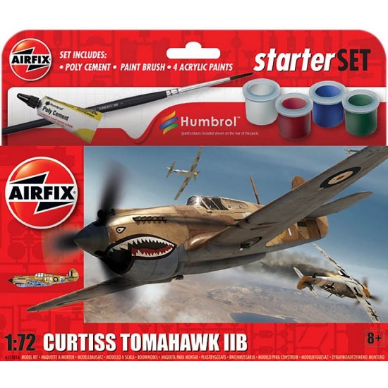 1/72 Starter Set - Curtiss Tomahawk IIB (kit, paints, glues, brushes)