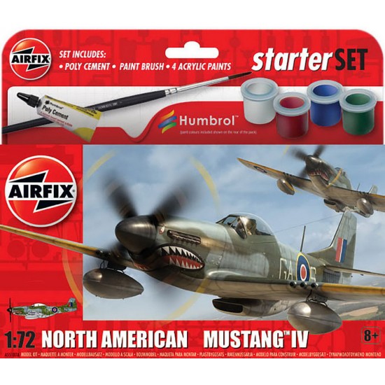 1/72 North American Mustang Mk.IV Gift Set (kit, paints, cement, brush)