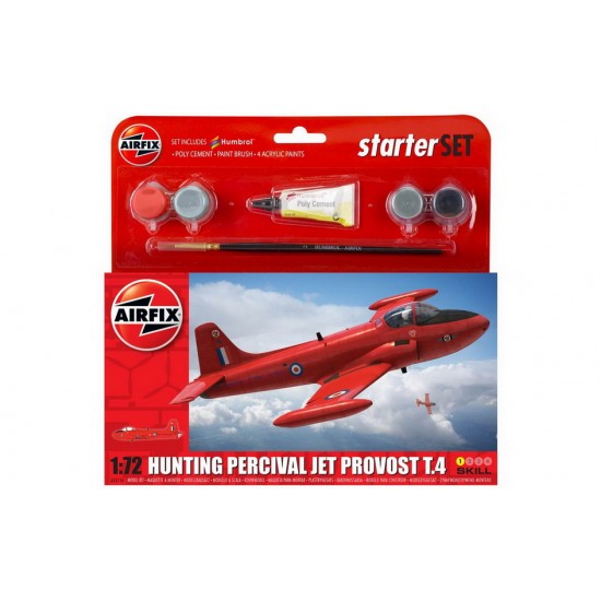 1/72 Small Starter Set - Hunting Percival Jet Provost T4 (model kits, paints, brush & cement)