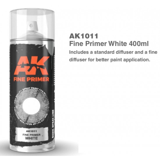 Fine Primer White Spray (400ml) w/Standard & Fine Diffusers
