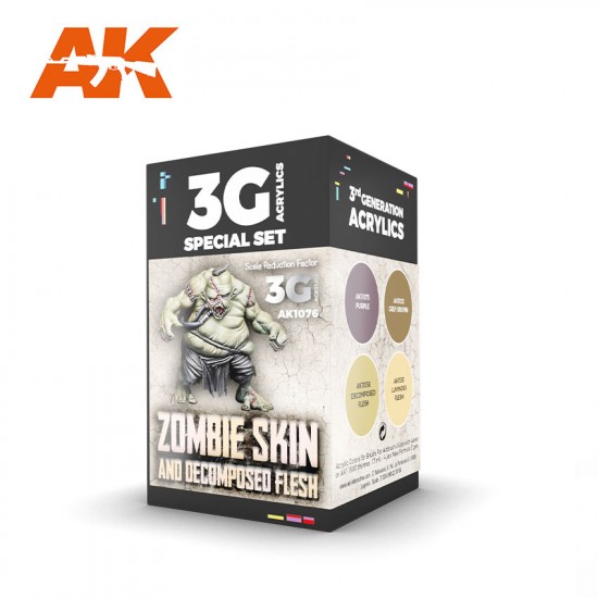 Acrylic Paint 3G Set for Wargame - Zombie Skin (4x 17ml)