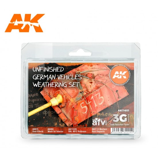 Acrylic Paint (3rd Generation) Set for AFV - Unfinished German Vehicles Weathering 3G