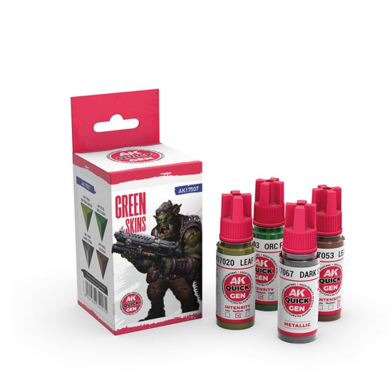 Acrylic Colour set for Contrast Painting - Quick Gen #Green Skins (4x 18ml)