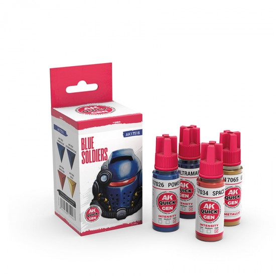 Acrylic Colour set for Contrast Painting - Quick Gen #Blue Soldiers (4x 18ml)