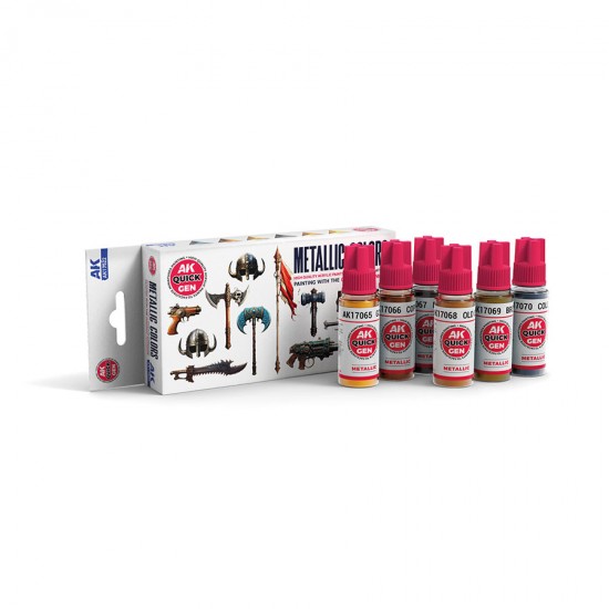Acrylic Colour set for Contrast Painting - Quick Gen #Metallics (6x 18ml)