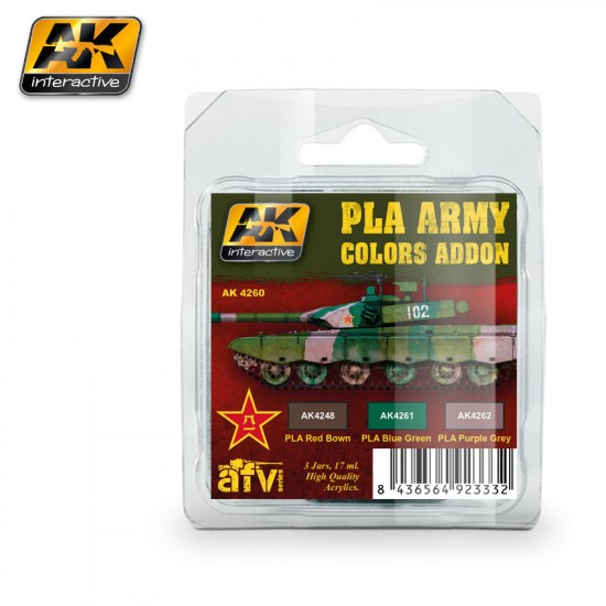 Acrylic Paint Set - PLA Army Colours Add-On (3 x 17ml)
