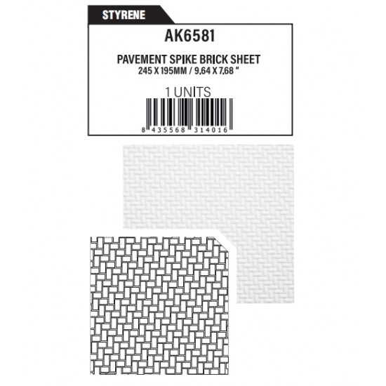 Styrene Textured Sheet - Pavement Spike Brick (245mm x 195mm)