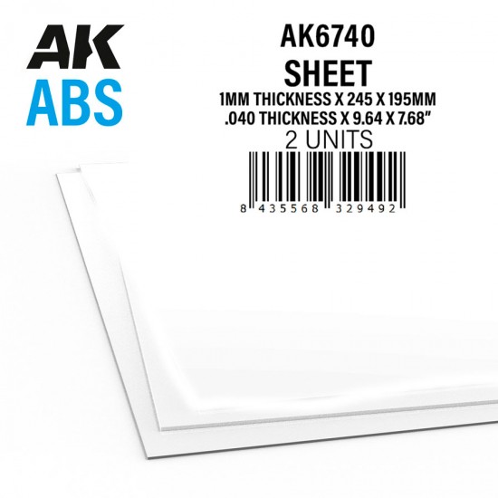 ABS Sheet - 1.5mm thickness x 245 x 195mm (2pcs)