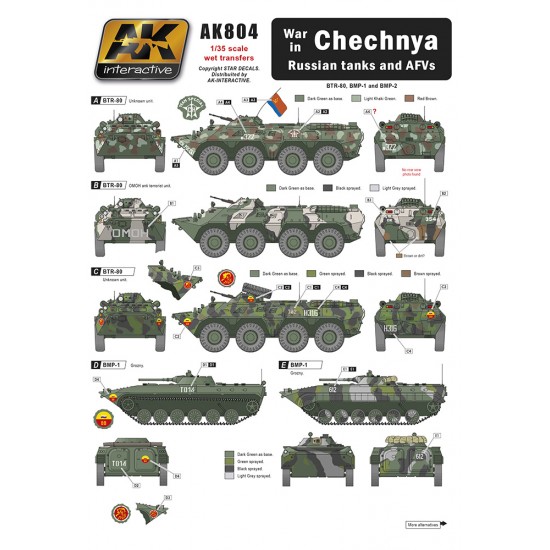 1/35 Decals for Russian Tanks and AFVs in The Chechnya War