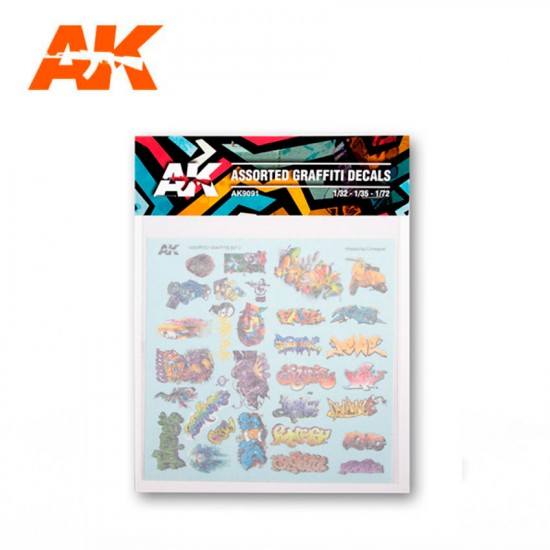 Assorted Graffiti Decals for 1/32, 1/35, 1/72 Scale Models (wet transfers)