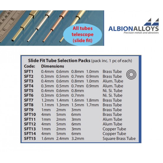 Alum. Tube #Dia. 0.3mm, 0.5mm, 0.7mm, 0.9mm, L: 305mm (pack inc. 1pc of each type)