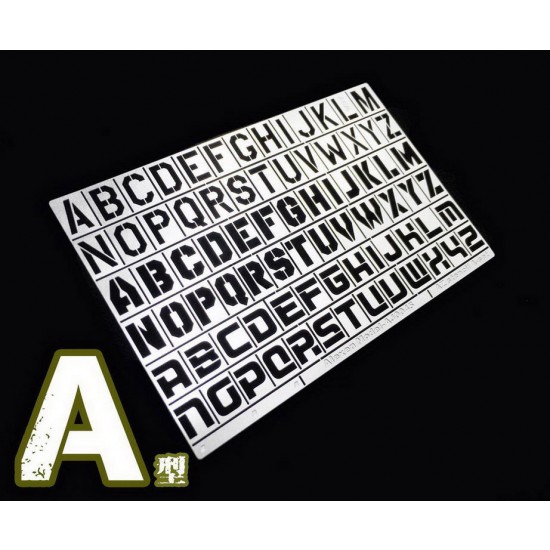 Letter Stencil (Masking) A for 1/35, 1/100 Scale Models (90x55mm)