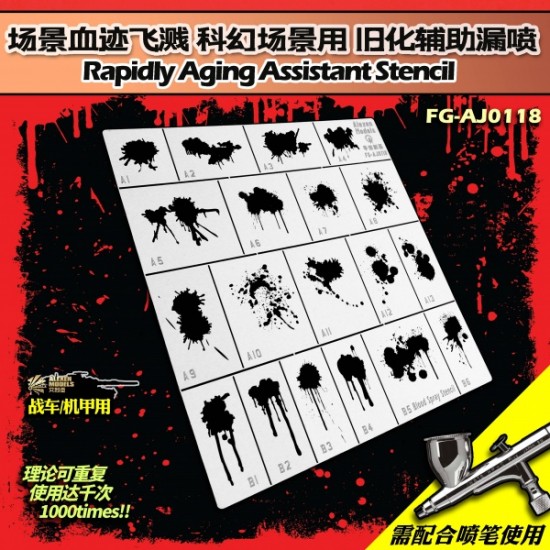 1/35 Blood Splatter Quick Weathering Masking Stencil Plate