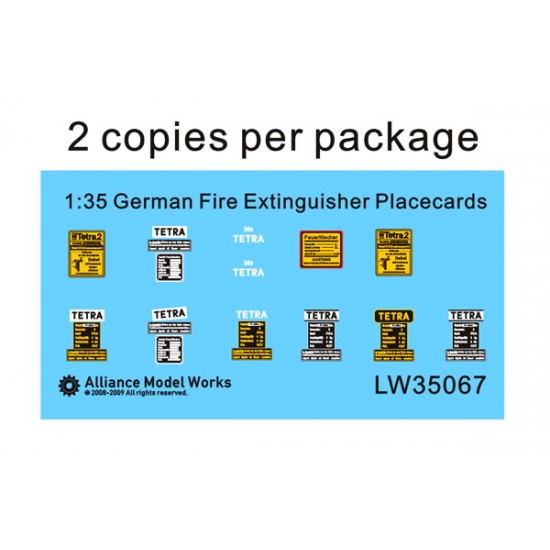 1/35 WWII German Fire Extinguisher Placecards (2 sheets)