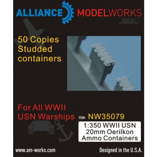 1/350 WWII USN 20mm Oerlikon Ammo Containers (50 Studded Containers)