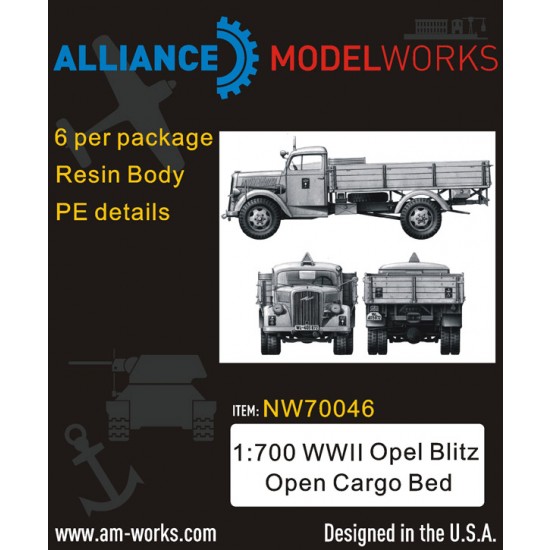 1/700 WWII German Opel Blitz Open Cargo Bed set (6pcs)