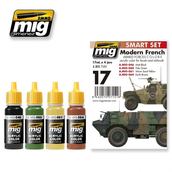 Acrylic Paint Set - Modern French Armed Forces Colours (4x 17ml)