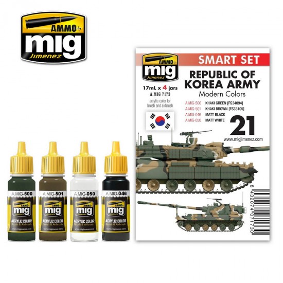 Smart Acrylic Paint Set - Republic Of Korea Army Modern Colours (17ml x 4)