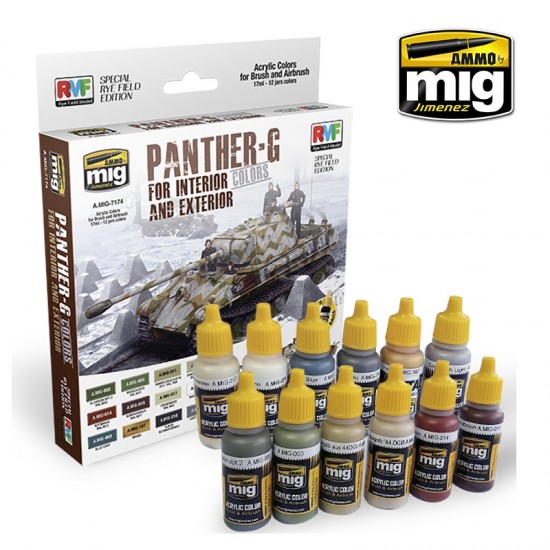 Acrylic Paint Set - Panther G Interior & Exterior for Rye Field Model #5016 (17ml x 12)