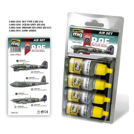 Acrylic Paint set - WWII RAF Late Colours (4 x 17ml)