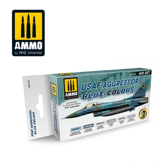 Acrylic Paint Set - USAF Aggressors Blue Colours (6x 17ml)
