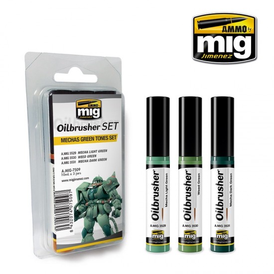 Oilbrushers Set - Mechas Green Tones (3 Paints w/Fine Brush Applicators)