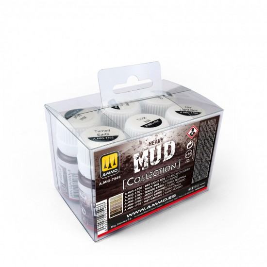 AMMO Collections: Weathering Heavy Muds (6x 35mL, acrylic resin mixed texture)