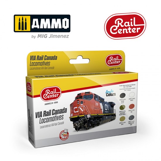 Rail Center Acrylic Colours Set - Via Rail Canada Locomotives (6x 15ml)
