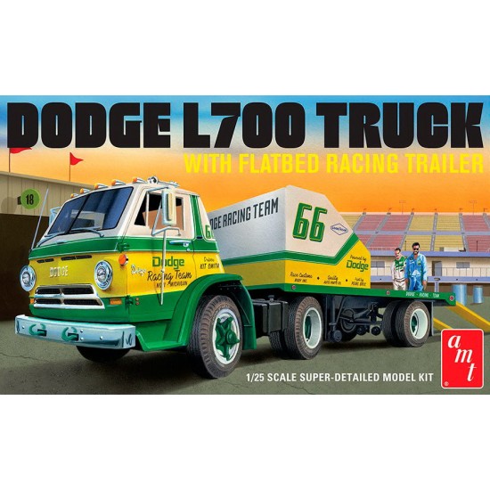 1/25 1966 Dodge L700 Truck with Flatbed Racing Trailer