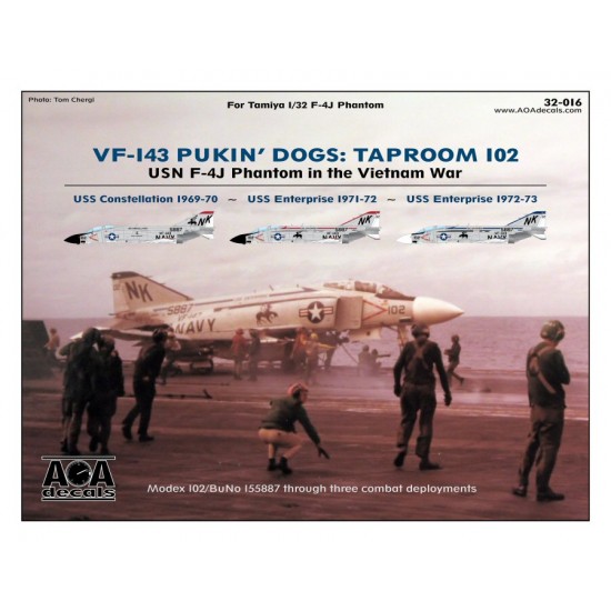 1/32 Decals for USN F-4J Phantom in Vietnam War:VF-143 Pukin' Dogs: Taproom 102 for Tamiya
