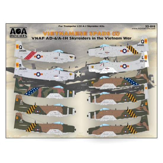 1/32 Vietnamese SPADS Decals(II): VNAF AD-6/A-1H Skyraiders, The Vietnam War for Trumpeter