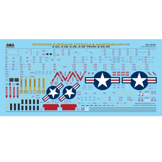 1/32 Intruder Airframe Stencils & Markings (High-Viz) - A-6A/B, A-6E TRAM & KA-6D