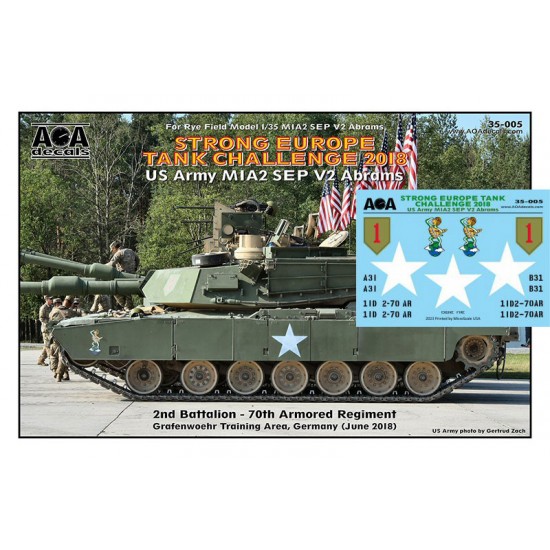 1/35 Strong Europe Tank 2018 US M1A2 SEP V2 Abrams Decal for Rye Field Model/VOIIO