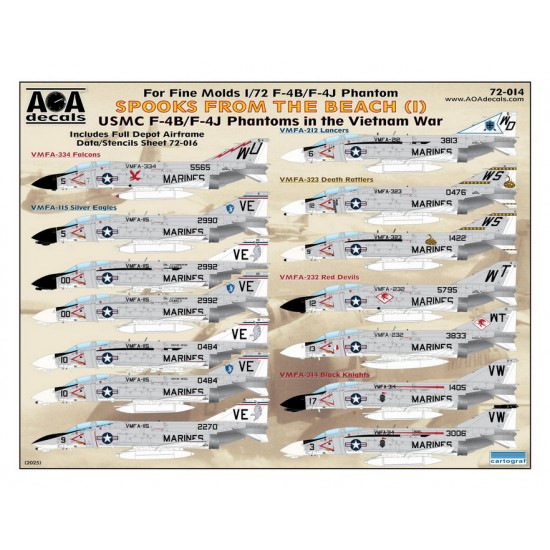 1/72 Spooks from the Beach Decal Vol.1 - USMC F-4B/J Phantoms in the Vietnam War for Fine Molds