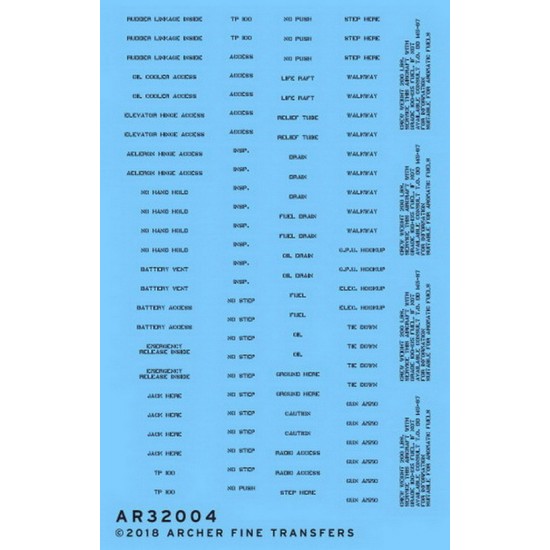 1/32 Generic US Aircraft Data (stencil style - black, dry transfers)