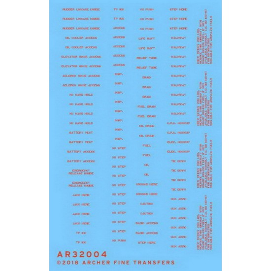 1/32 Generic US Aircraft Data (stencil style - red, dry transfers)