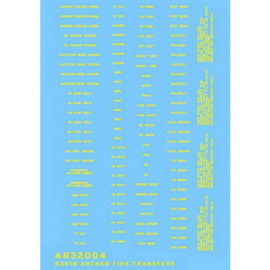 1/32 Generic US Aircraft Data (stencil style - yellow, dry transfers)