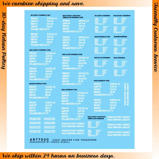 1/35 US D-Day shipping stencils for Shermans (water-slide decals)