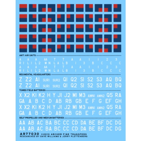 1/35 UK Royal Artillery Tactical Markings Summer 1943 - Spring 1945 (Waterslide Decals)
