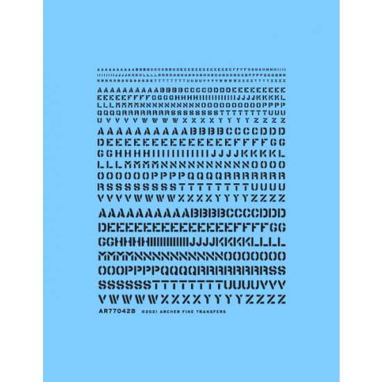 Waterslide Decals for Generic Stencil Style Lettering (black)
