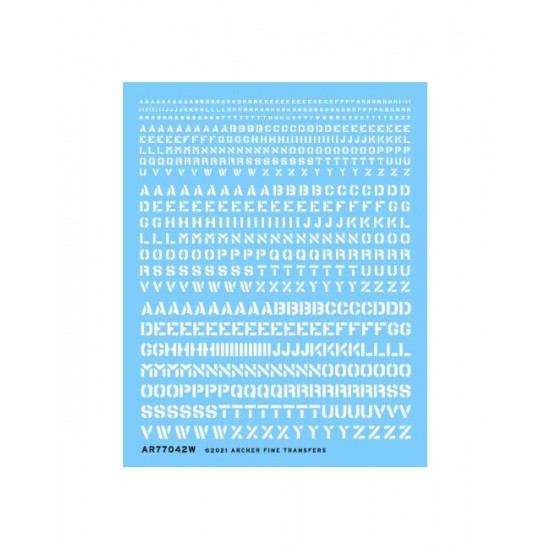 Waterslide Decals for Generic Stencil Style Lettering (white)
