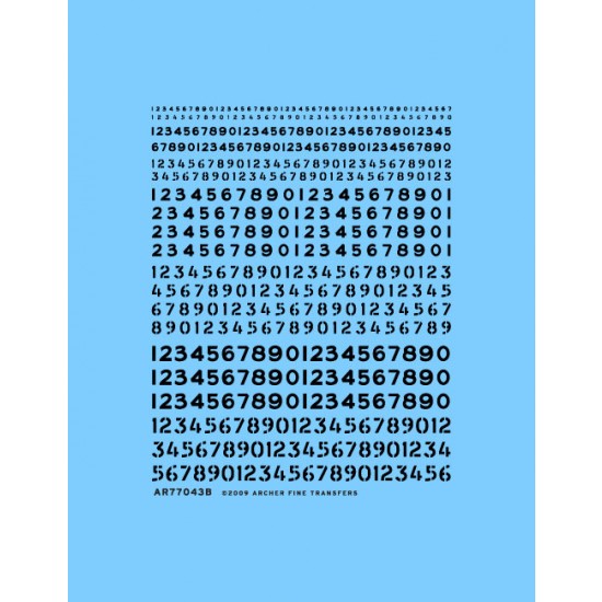 Waterslide Decals for Generic Stencil Style and non-Stencil Style Numbers (black)