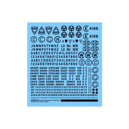 1/16 Foundry Casting Symbols for US Tanks (Resin on Clear Decal Film)