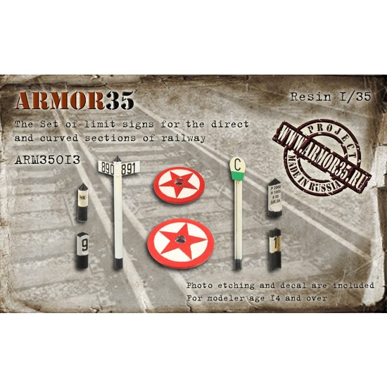 Ad05 Rails Signs 1/35 Railway Limit Signs Set for the Direct and Curved Sections Armor35 ...