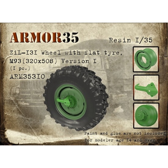 1/35 ZiL-131 Wheel w/Flat Tyre M93 (320 x 508) Version I